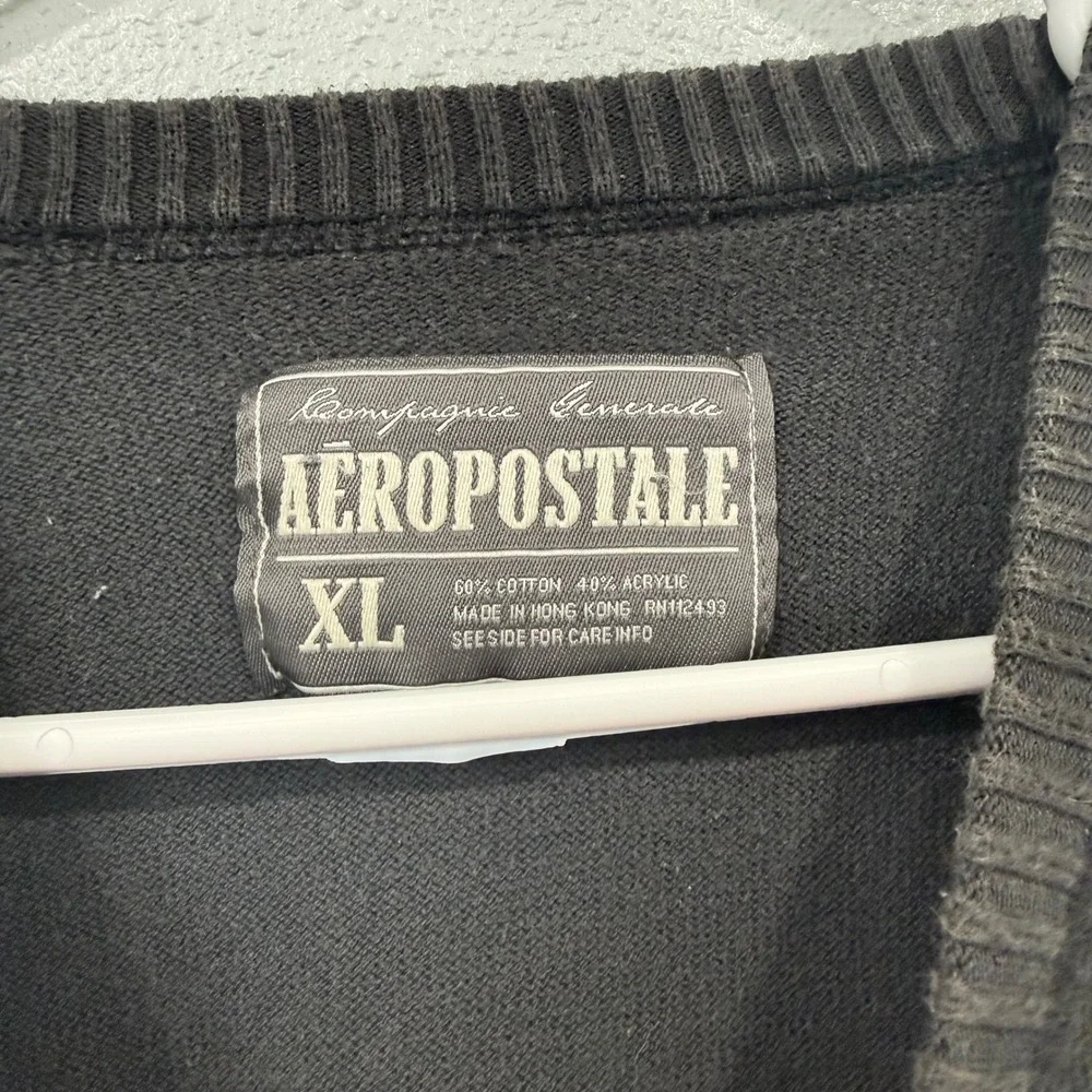 Aeropostale Compagnie Generale‎ Gray Crewneck Raglan Knit Sweater Womens XL